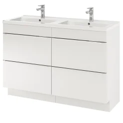 GoodHome Meuble sous vasque à poser blanc brillant l.120 x H.82 x P.45 cm, Imandra
