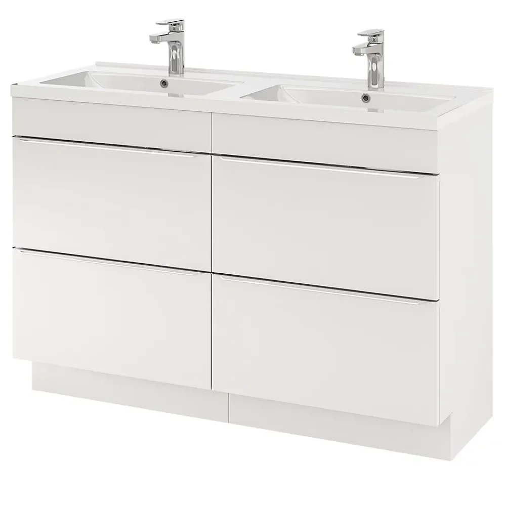 GoodHome Meuble sous vasque à poser blanc brillant l.120 x H.82 x P.45 cm, Imandra