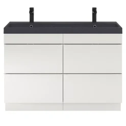 GoodHome Meuble sous vasque à poser blanc brillant l.120 x H.82 x P.45 cm, Imandra