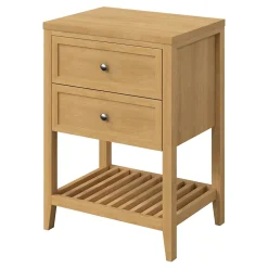 Meuble Buanderie|Meuble Sous-Vasque|GoodHome Meuble sous vasque à poser placage chêne l.60 x H.80,6 x P.45 cm, Perma