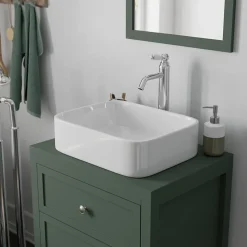 Meuble Buanderie|GoodHome Meuble sous vasque à poser l.60 cm vert + plan de toilette, Perma