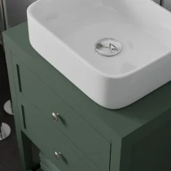 Meuble Buanderie|GoodHome Meuble sous vasque à poser l.60 cm vert + plan de toilette, Perma