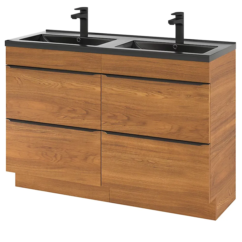 Meuble Buanderie|GoodHome Meuble sous vasque à poser effet noyer l.120 x H.82 x P.45 cm, Imandra