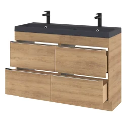 GoodHome Meuble sous vasque à poser effet chêne l.120 x H.82 x P.45 cm, Imandra