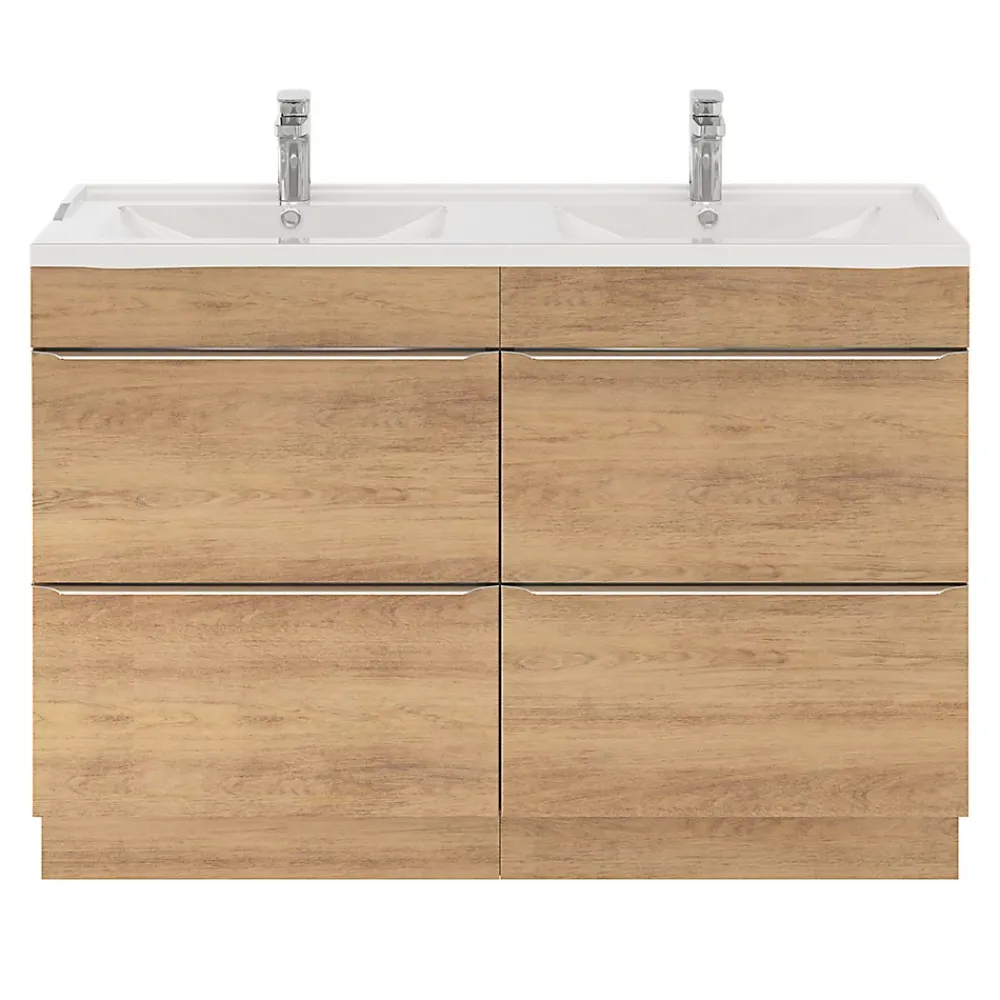 GoodHome Meuble sous vasque à poser effet chêne l.120 x H.82 x P.45 cm, Imandra