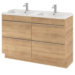 GoodHome Meuble sous vasque à poser effet chêne l.120 x H.82 x P.45 cm, Imandra