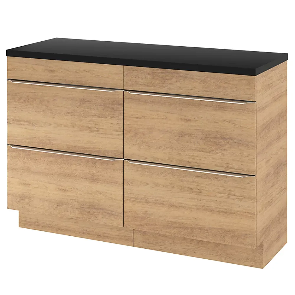 GoodHome Meuble sous vasque à poser effet chêne l.120 x H.82 x P.45 cm, Imandra