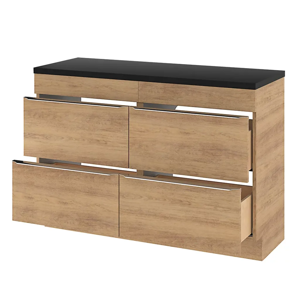 GoodHome Meuble sous vasque à poser effet chêne l.120 x H.82 x P.45 cm, Imandra