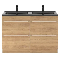 GoodHome Meuble sous vasque à poser effet chêne l.120 x H.82 x P.45 cm, Imandra