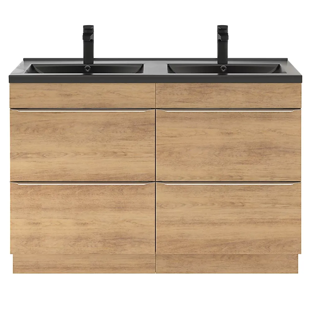 GoodHome Meuble sous vasque à poser effet chêne l.120 x H.82 x P.45 cm, Imandra
