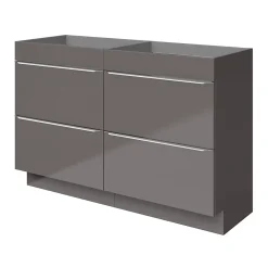GoodHome Meuble sous vasque à poser gris taupe brillant l.120 x H.82 x P.45 cm, Imandra