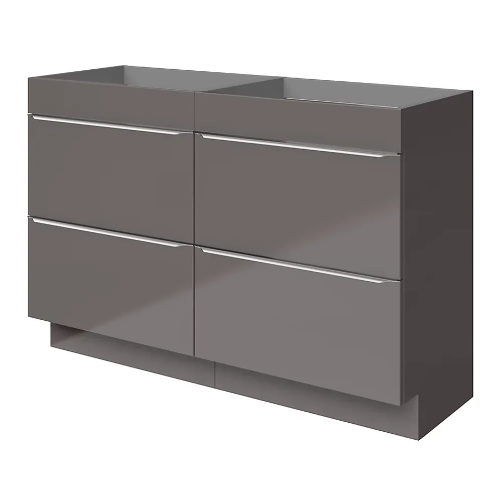 GoodHome Meuble sous vasque à poser gris taupe brillant l.120 x H.82 x P.45 cm, Imandra