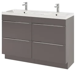 GoodHome Meuble sous vasque à poser gris taupe brillant l.120 x H.82 x P.45 cm, Imandra