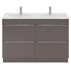 GoodHome Meuble sous vasque à poser gris taupe brillant l.120 x H.82 x P.45 cm, Imandra