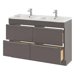 GoodHome Meuble sous vasque à poser gris taupe brillant l.120 x H.82 x P.45 cm, Imandra