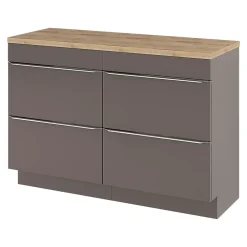 GoodHome Meuble sous vasque à poser gris taupe brillant l.120 x H.82 x P.45 cm, Imandra