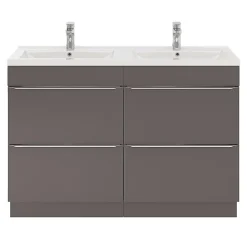 GoodHome Meuble sous vasque à poser gris taupe brillant l.120 x H.82 x P.45 cm, Imandra