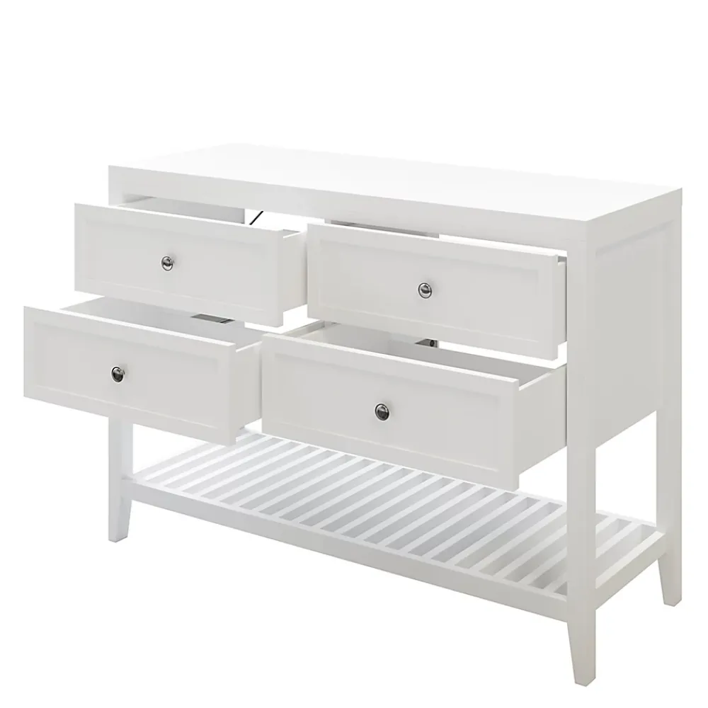 GoodHome Meuble sous vasque à poser 4 tiroirs 1 niche blanc mat l.120 cm + plan de toilette, Perma