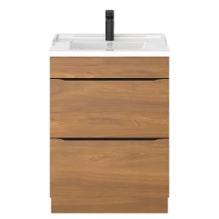 Meuble Buanderie|Meuble De Salle De Bains Faible Profondeur|GoodHome Meuble sous vasque à poser effet noyer l.60 x H.82 x P.45 cm, Imandra