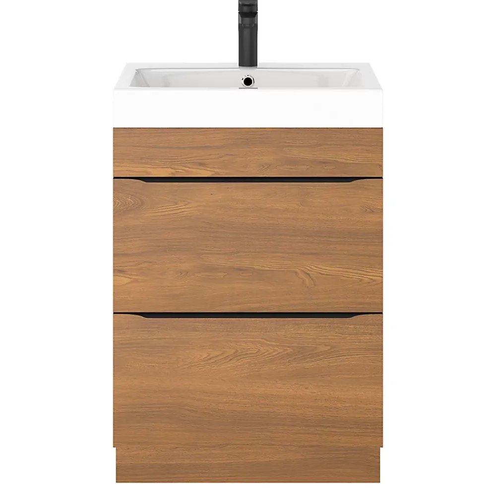 Meuble Buanderie|Meuble De Salle De Bains Faible Profondeur|GoodHome Meuble sous vasque à poser effet noyer l.60 x H.82 x P.45 cm, Imandra