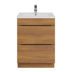 Meuble Buanderie|Meuble De Salle De Bains Faible Profondeur|GoodHome Meuble sous vasque à poser effet noyer l.60 x H.82 x P.45 cm, Imandra