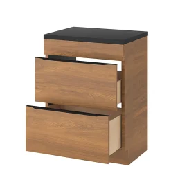 Meuble Buanderie|Meuble De Salle De Bains Faible Profondeur|GoodHome Meuble sous vasque à poser effet noyer l.60 x H.82 x P.45 cm, Imandra