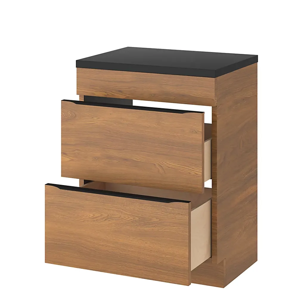 Meuble Buanderie|Meuble De Salle De Bains Faible Profondeur|GoodHome Meuble sous vasque à poser effet noyer l.60 x H.82 x P.45 cm, Imandra