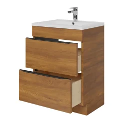 Meuble Buanderie|Meuble De Salle De Bains Faible Profondeur|GoodHome Meuble sous vasque à poser effet noyer l.60 x H.82 x P.45 cm, Imandra