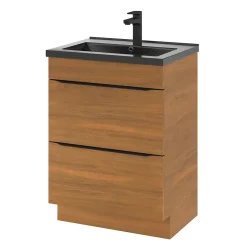 Meuble Buanderie|Meuble De Salle De Bains Faible Profondeur|GoodHome Meuble sous vasque à poser effet noyer l.60 x H.82 x P.45 cm, Imandra