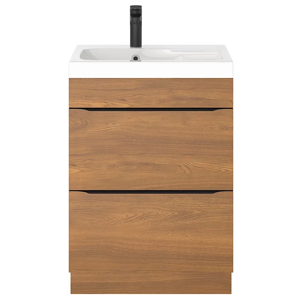 Meuble Buanderie|Meuble De Salle De Bains Faible Profondeur|GoodHome Meuble sous vasque à poser effet noyer l.60 x H.82 x P.45 cm, Imandra