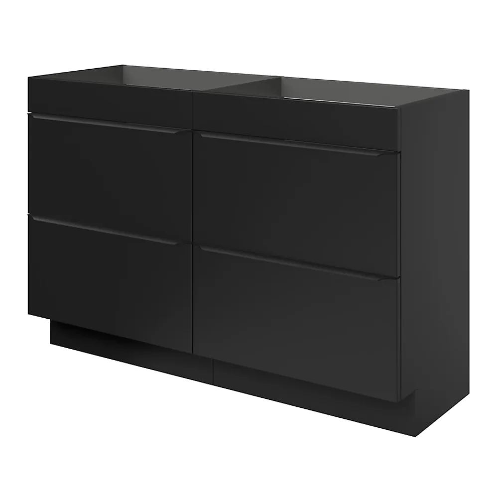 GoodHome Meuble sous vasque à poser noir mat l.120 x H.82 x P.45 cm, Imandra