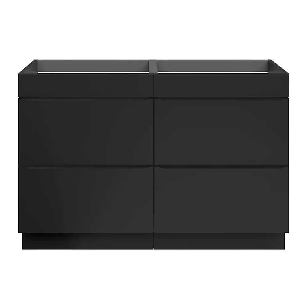 GoodHome Meuble sous vasque à poser noir mat l.120 x H.82 x P.45 cm, Imandra