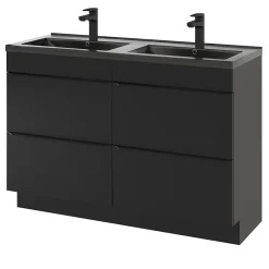 GoodHome Meuble sous vasque à poser noir mat l.120 x H.82 x P.45 cm, Imandra