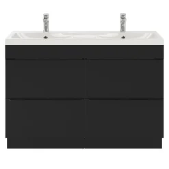 GoodHome Meuble sous vasque à poser noir mat l.120 x H.82 x P.45 cm, Imandra