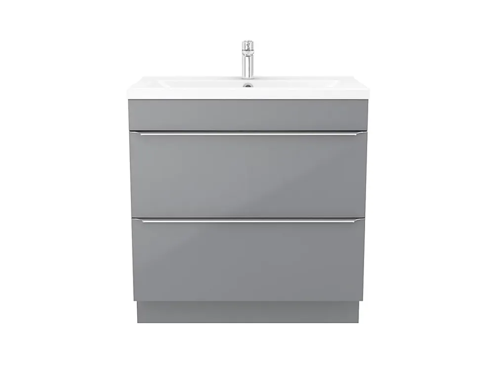 Meuble Buanderie|Meuble Sous-Vasque|GoodHome Meuble sous vasque à poser gris l.80 x H.82 x P.45 cm, Imandra