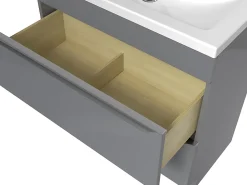 Meuble Buanderie|Meuble Sous-Vasque|GoodHome Meuble sous vasque à poser gris l.80 x H.82 x P.45 cm, Imandra