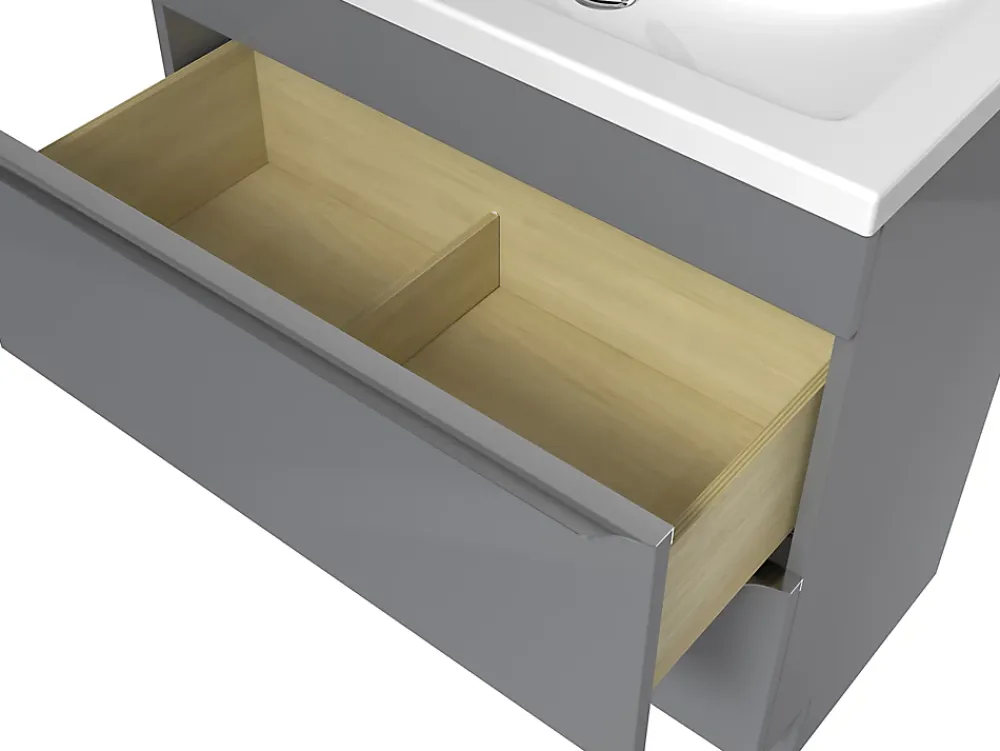 Meuble Buanderie|Meuble Sous-Vasque|GoodHome Meuble sous vasque à poser gris l.80 x H.82 x P.45 cm, Imandra