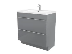 Meuble Buanderie|Meuble Sous-Vasque|GoodHome Meuble sous vasque à poser gris l.80 x H.82 x P.45 cm, Imandra