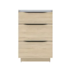 Meuble Buanderie|Meuble Sous-Vasque| Meuble sous vasque à poser effet bois l.60 x H.88 x P.50 cm, Pamili