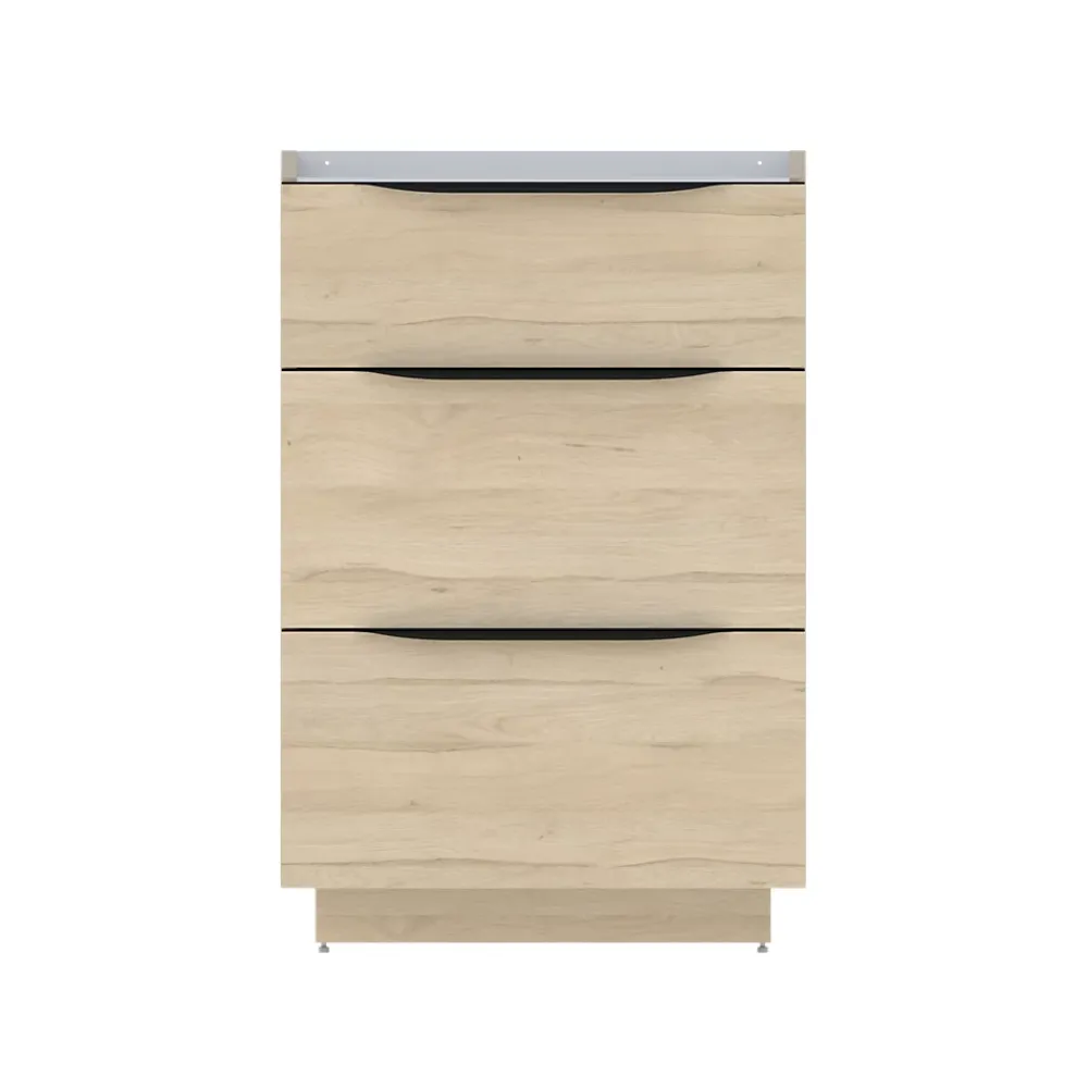 Meuble Buanderie|Meuble Sous-Vasque| Meuble sous vasque à poser effet bois l.60 x H.88 x P.50 cm, Pamili