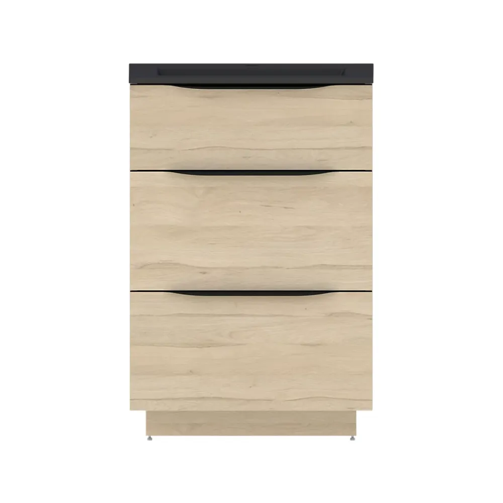 Meuble Buanderie|Meuble Sous-Vasque| Meuble sous vasque à poser effet bois l.60 x H.88 x P.50 cm, Pamili