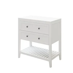 GoodHome Meuble sous vasque à poser 2 tiroirs 1 niche blanc mat l.80 cm + plan de toilette, Perma