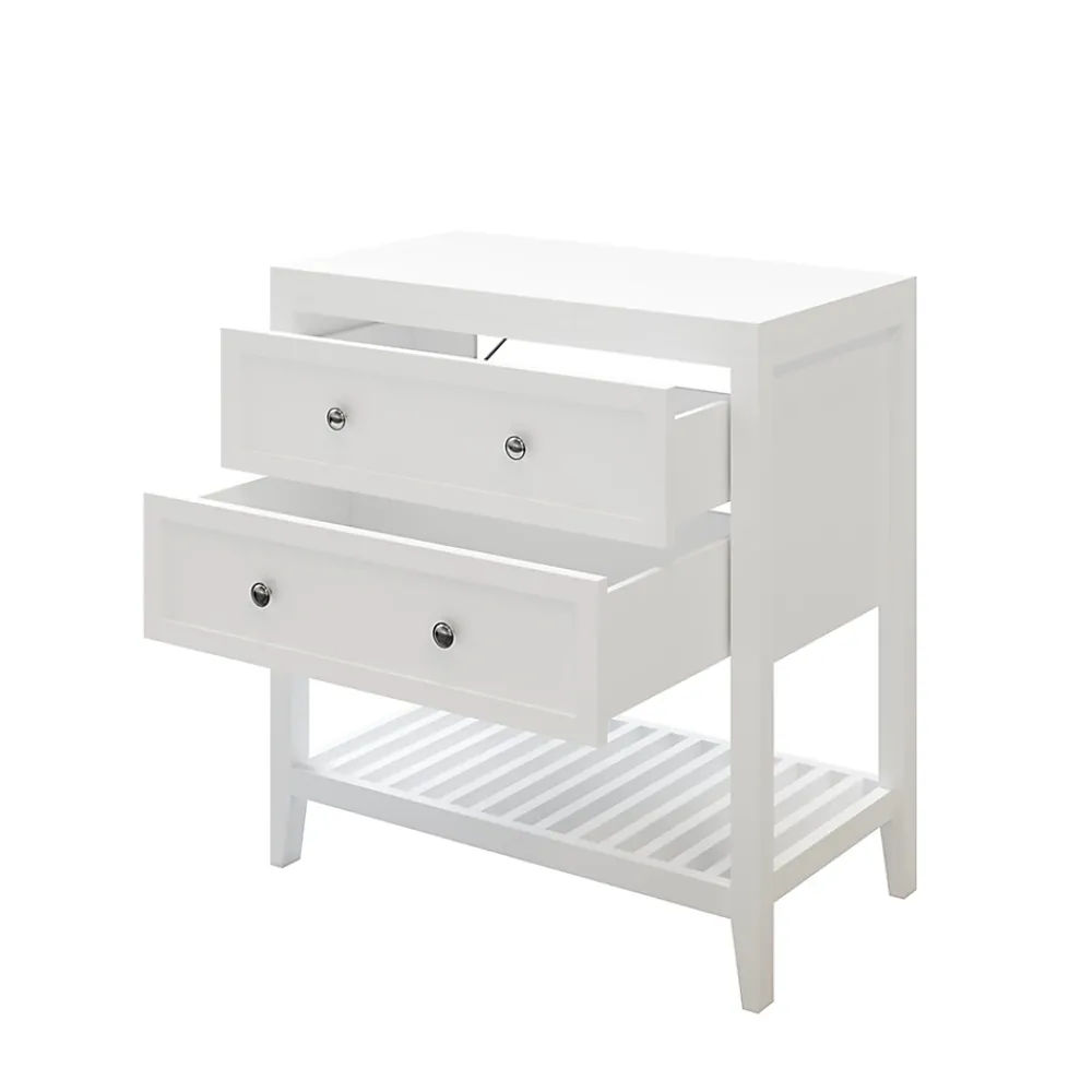 GoodHome Meuble sous vasque à poser 2 tiroirs 1 niche blanc mat l.80 cm + plan de toilette, Perma