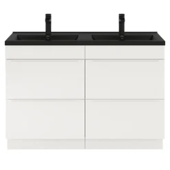 Meuble Buanderie|GoodHome Meuble sous vasque à poser blanc mat l.120 x H.82 x P.45 cm, Imandra