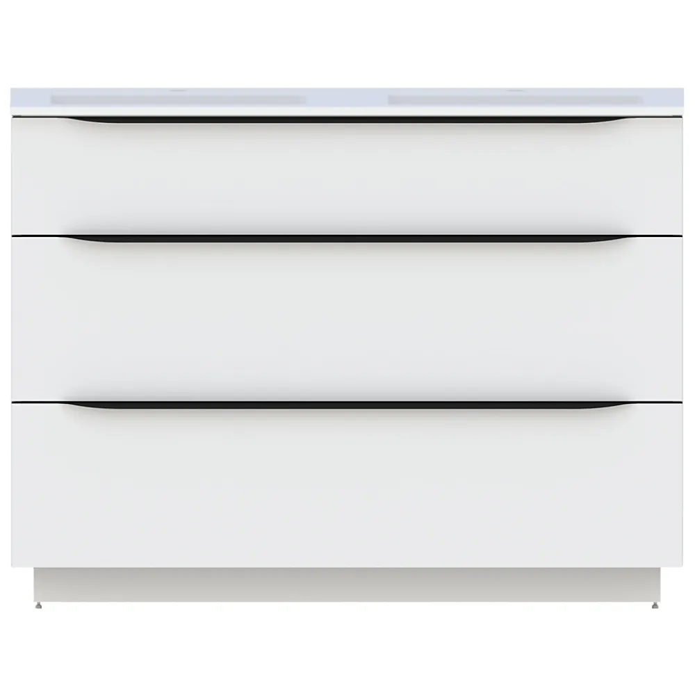Meuble Buanderie| Meuble sous vasque à poser blanc brillant l.120 x H.88 x P.50 cm, Pamili