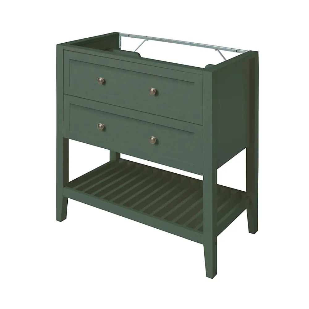 GoodHome Meuble sous vasque à poser 2 tiroirs 1 niche vert mat l.80 x H.80,6 x P.45 cm, Perma