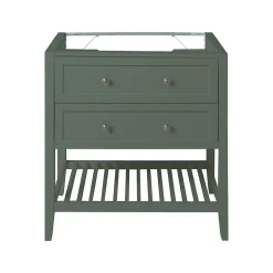 GoodHome Meuble sous vasque à poser 2 tiroirs 1 niche vert mat l.80 x H.80,6 x P.45 cm, Perma