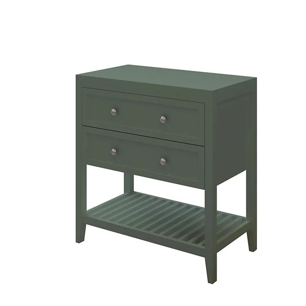 GoodHome Meuble sous vasque à poser 2 tiroirs 1 niche vert mat l.80 x H.80,6 x P.45 cm, Perma