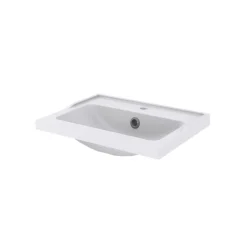 Meuble Vasque|GoodHome Meuble sous vasque à poser 2 tiroirs 1 niche placage chêne l.60 cm Perma + plan vasque blanc Lana,