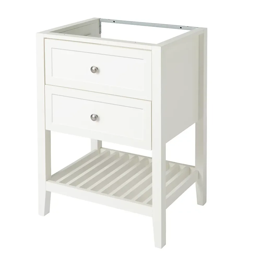 GoodHome Meuble sous vasque à poser 2 tiroirs 1 niche blanc mat l.60 cm, Perma